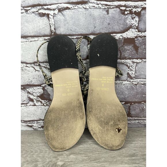 Collin Stuart Ivory Leather Snake Skin Print Strap Sandals Women’s Sz 9M US/40EU - Picture 9 of 16